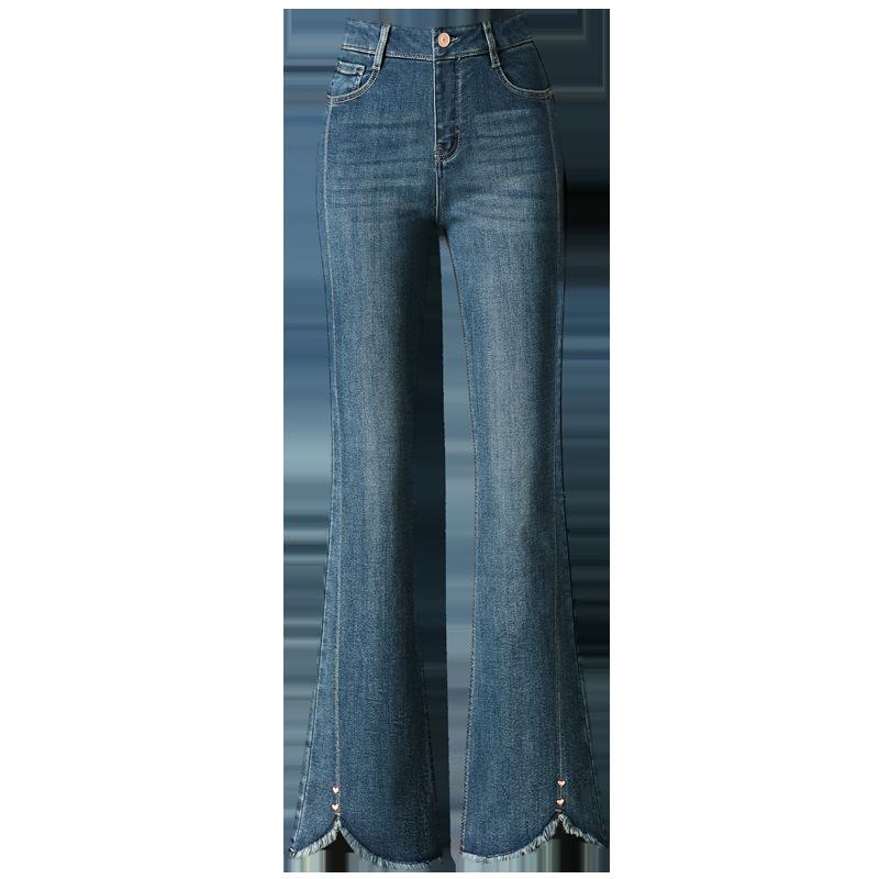 Women's High-Waisted Micro-Flare Jeans: 2025 Plus Size Elastic Slimming Long Pants for Spring & Autumn