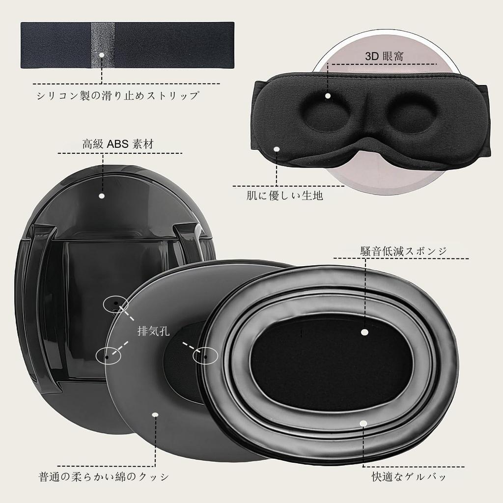 Detachable 3D Earmuffs and Eye Mask with Light Breathable for Sleeping and Hearing Sensitivity Eye Mask 2 Pairs of 2-in-1 Blocking, Earmuffs,