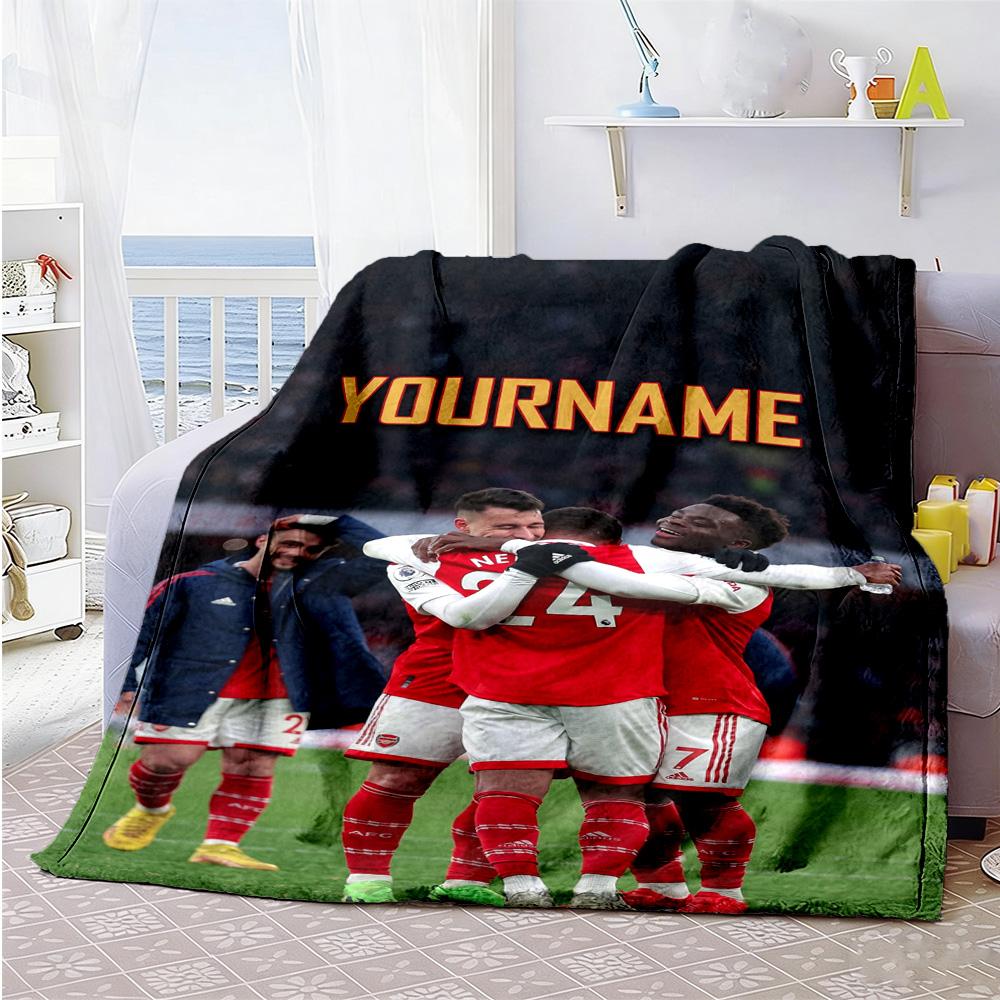 Arsenal Personalized Text Blanket Cozy Personalized Blanket Comfortable for Livingroom Office Couch Chair Four Seasons Multipurpose