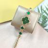 5PCS Women's Clover Minimalist Watch Set Women's Quartz Watch with Bracelet, Necklace, Ring, Earring Gift Box, Luxury Watch