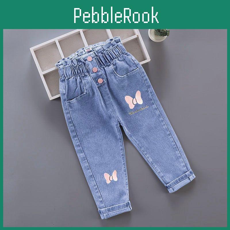 Og Forår Denim Børns Efterårsbukser Til Små Og Mellemstore Drenge Og Piger Elastiske Printede Denim Bukser