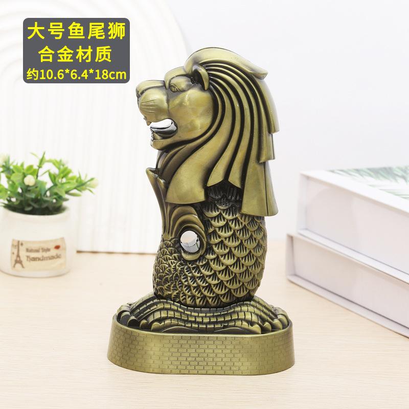 New Hot Merlion Model Metal Crafts Decoration Singapore Tourist Souvenirs World Landmark Building Model Office Decoration