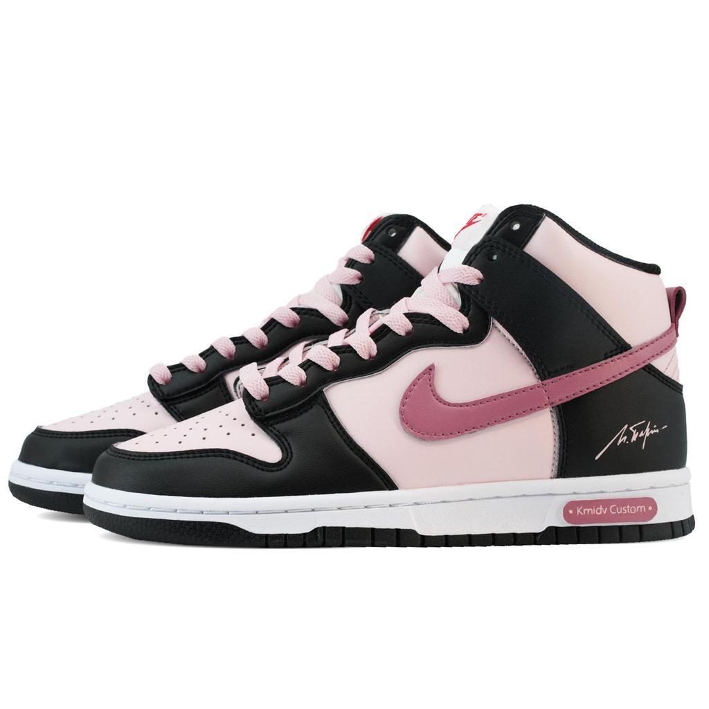 Nike Dunk Slip Resistant Abrasion Resistant High top Skateboard Shoes Women's Black Pink DD1869-103(Team349-)