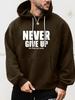 Maroon Inspirational Print Hoodie Casual Polyester Sweatshirt with Pocket for Urban Walks Outdoor Activities Streetwear Hoodie