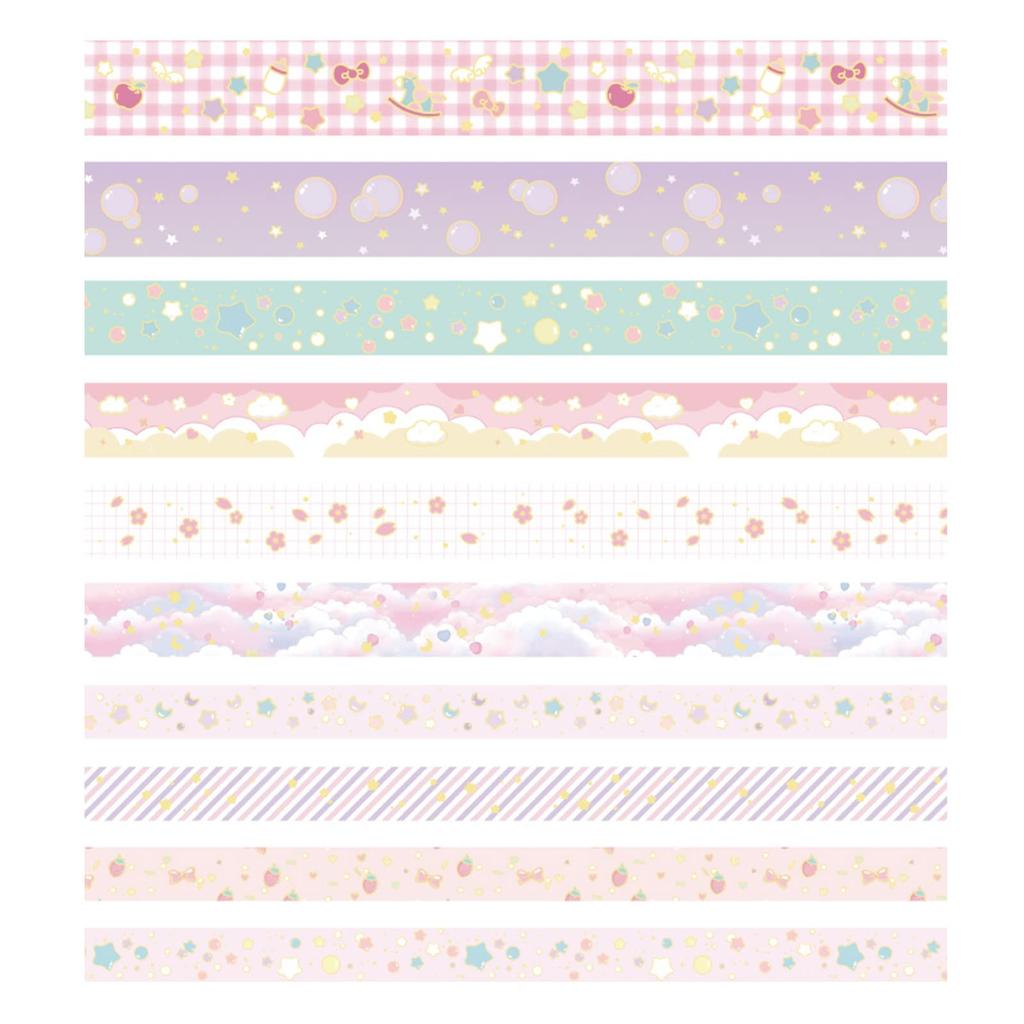 YUBX Masking Set of Creative Washi Tape with Gold Foil Perfect for DIY Gift and Gift Decoration Tape, 10, Stamping, Crafts, Journals, Planners,