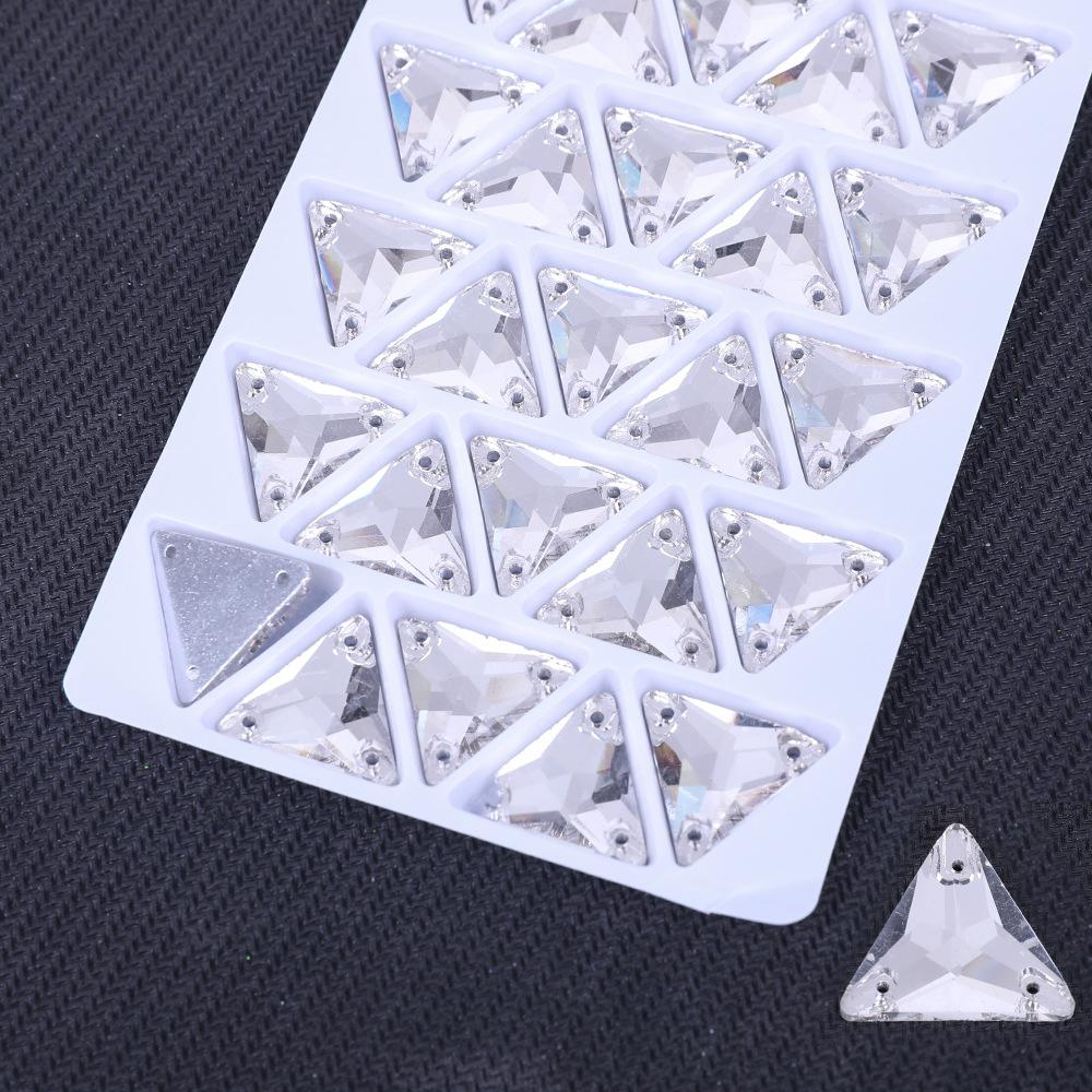 Flat Bottom Triangle Glass Hand Sewn Drill White Ab Hand Sewn Glass Drill, High Flash Diy Crystal Diamond Clothing With Drill