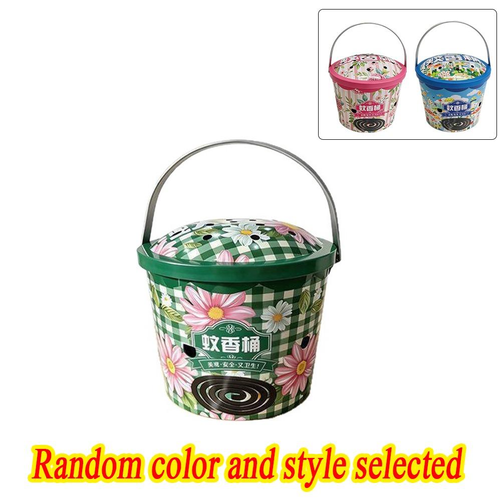 Metal Mosquito Coil Bucket with Lid Mosquito Coil Container Mosquito Coil Holder Outdoor Home Use Random One