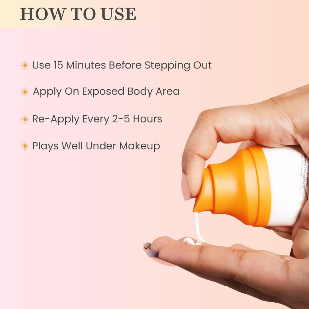 O3+ Glow Shield Sunscreen SPF 50 PA+++ Lightweight Cream With No White Cast For Oily Dry Skin Women Men 50 g Daily