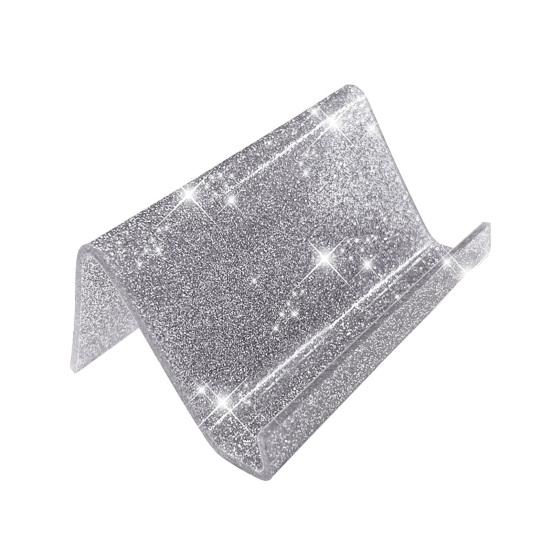 Acrylic Business Card Holder for Desk Sequin Glitter Desktop Name Card Organizer Stand for Home Office