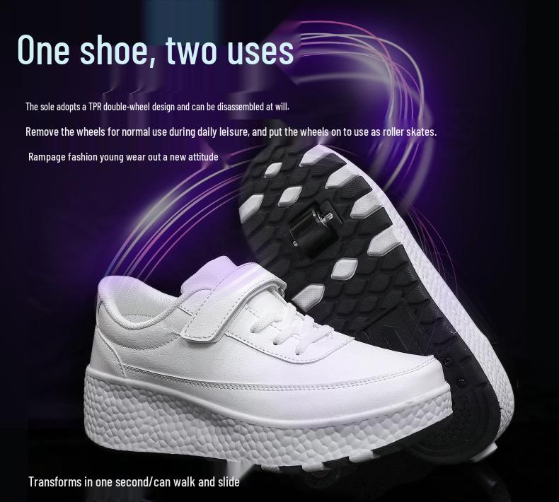 Çocuklar ve Yetişkinler İçin Çift Tekerlekli Paten Ayakkabıları - Şarj Edilebilir ve Evrensel Uyum