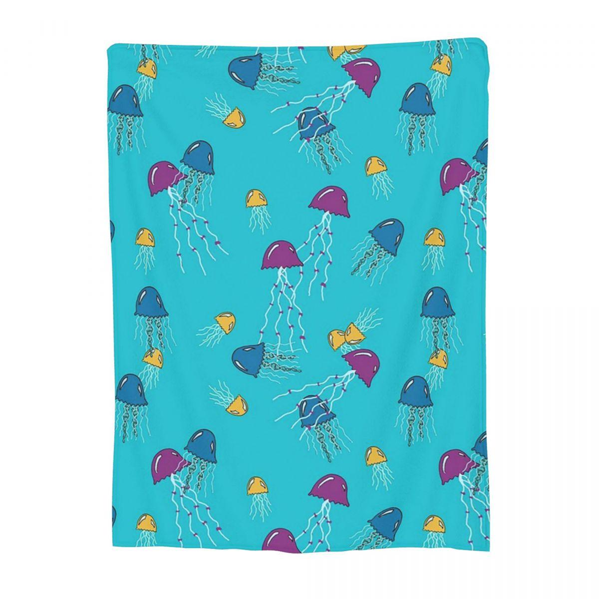 

Fish Jellyfish Ocean Animals Blanket Flannel Sofa Throw Blanket Lightweight Throw Blankets for Bedroom Throws Bedspread Quilt 80x120cm