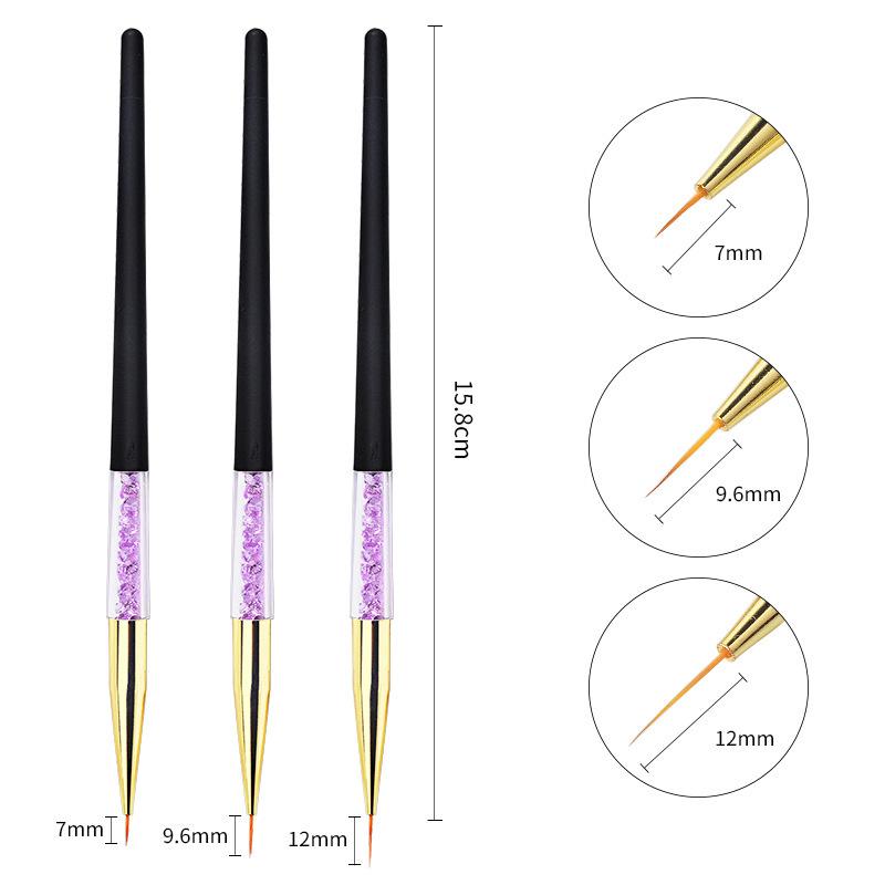 

Rhinestone Nail Art Painting Pen Set: 3 Pens (7/9/11mm) for Flower and Line Designs