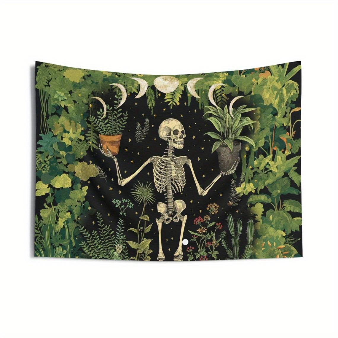 

Mystical Skeleton Gothic Nature Tapestry Perfect for Bold Unique Enchanting Mysterious Artistic Home Decor 74x94cm(29x37in)