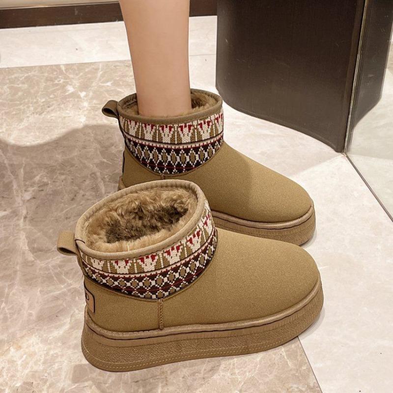 Fashion Winter Chunky Snow Boots for Women Plush Woman Shoes Round Toe Booties On Promotion Large Size Warm Chic and Elegant Footwear