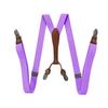 Unisex 2.5cm Elastic Leather Suspenders with 4 Clips
