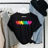Koszulka z sercami LGBT, T-shirt z nadrukiem tęczowych serc, Miłość, Casualowy, Outdoorowy, Prezent