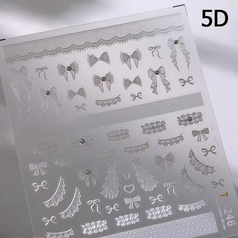 5D Sparkle Clear Diamonds Colorful Thin Little Bow Tie Bowknot Adhesive Nail Art Stickers Decals Manicure Ornaments Suppliers