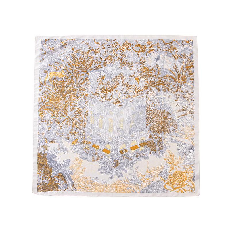 

Jungle floral 90cm large square scarf silk scarf women s spring and autumn thin retro suit foreign style fashion shawl 90*90cm