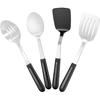 Stainless Steel Cooking Utensils Set, 4-piece Kitchen Utensil Set with PP Handles, Dishwasher Safe, Non-Stick and Heat Resistant, Spoons, Spatula for