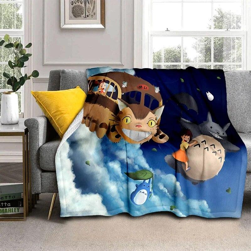 My Neighbor T-Totoro Anime Cartoon Blanket,Soft Throw Blanket for Home Bedroom Bed Sofa Picnic Travel Office Cover Blanket Kids