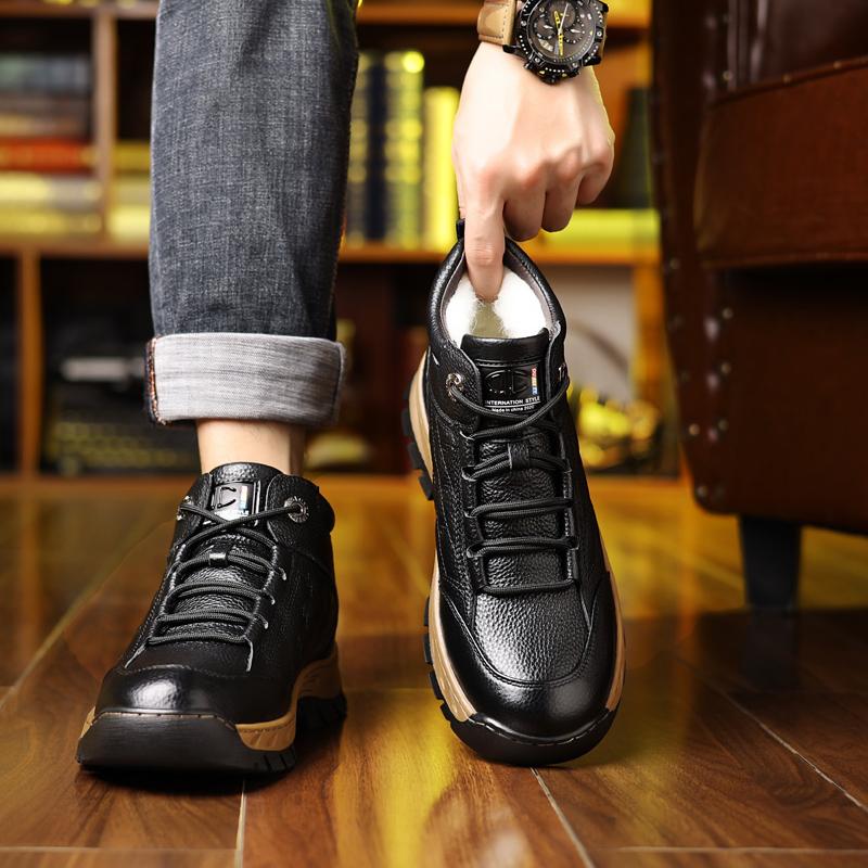 Quality Rubber Anti Slip Wear-resistant Sole Outdoor Casual Shoes Brand Mens Versatile Leather Shoes Fashion Hiking Sports Shoes