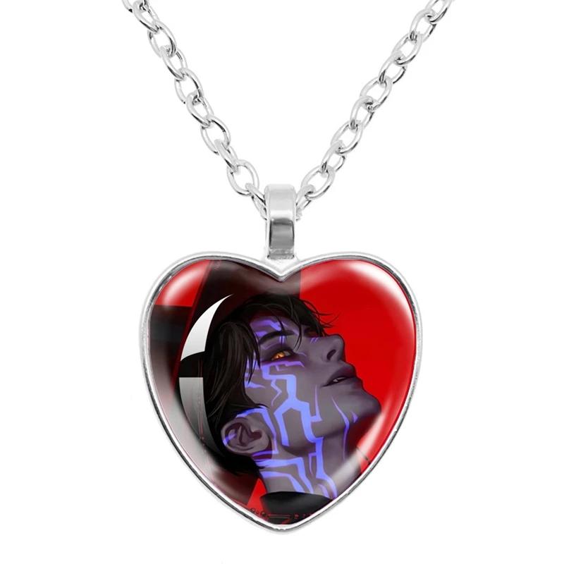 Kpop Demon Hunter Heart Shape Necklaces Idol Anime Pendant with Cartoon Character Pattern Fashion Idol Necklace Jewelry Gifts