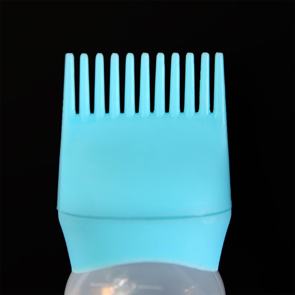 Plastic Hair Dye Applicator Salon Coloring Bottle Comb Dispenser Brush 120ml - Blue,