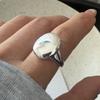 925 Sterling Silver Rings for Women Couple Minimalist Handmade Big Oval Ring Fine Jewelry Gift Prevent Allergy