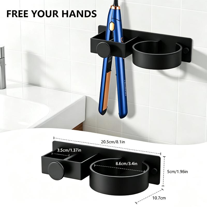 Hair Dryer Holder Wall Mount Hair Straightener Curling Plastic Storage Rack Multifunctional Tools Organizer Bathroom