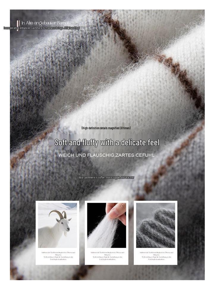 Women's Retro Rhombus Plaid Cashmere Cardigan Coat - Autumn/Winter Thick Knit Sweater