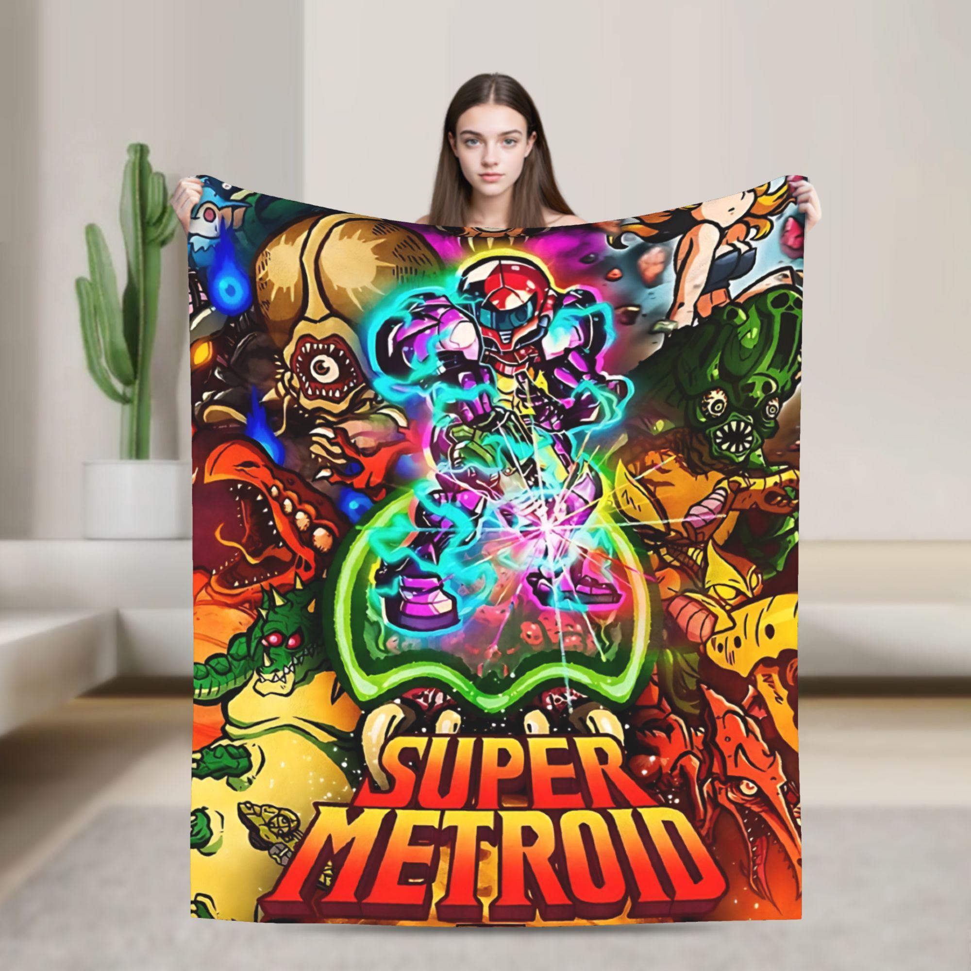 

Soft Blankets Decorative Metroids Hero Game Throw Blanket Flannel Bedspread For Couch Chair Aesthetic Sofa Bed Cover 30x40in
