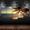 Sunset Beach Coconut Tree Canvas 5 Piece Five Panel Print Modern Wall Art Poster Picture Home Decor Gift For Him For Her