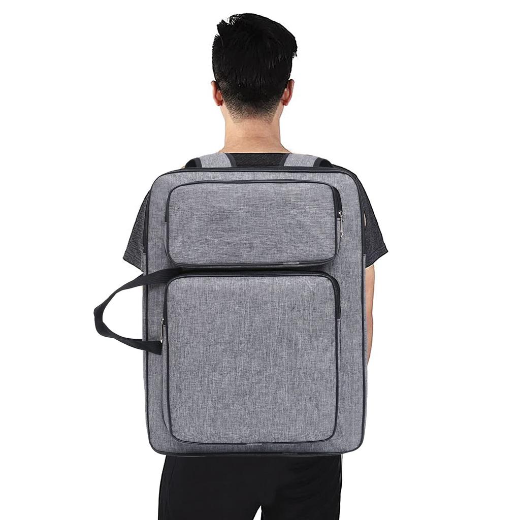QCHOMEE 8K Skizzen-Kunstbedarfstasche mit Zeichenbrett Großes Skizzieren Malen Kunst Leinwand Graue Tasche, Rucksack, Halter, Wasserdicht, Multifunktional,