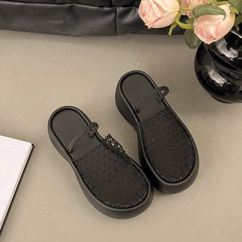 

Летние новые маффины на толстой подошве, сетчатые плетеные сумки-авоськи, шлепанцы-половинки для женщин, повседневные праздничные сандалии 40