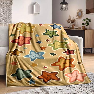 1pc Starry Night Colorful Print Blanket   Lightweight Flannel Throw Blanket For Sofa, Bed, Living Room, Office, Outdoor Travel, Camping