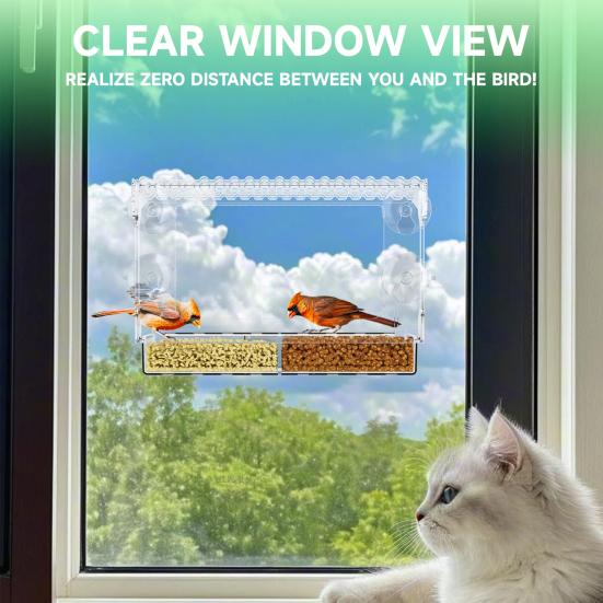 

Годівниця для птахів на вікно з присосками Прозора годівниця для диких птахів зі знімним лотком для насіння та води для спостереження за птахами на вулиці A