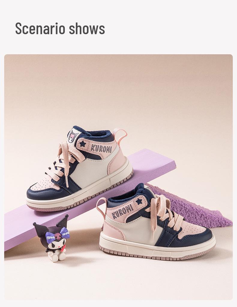 Kuromi Kinder Mittelhohe Rutschfeste Skateschuhe - Winter 2025 Samtige Wärme, Trendiges Design für Jungen & Mädchen