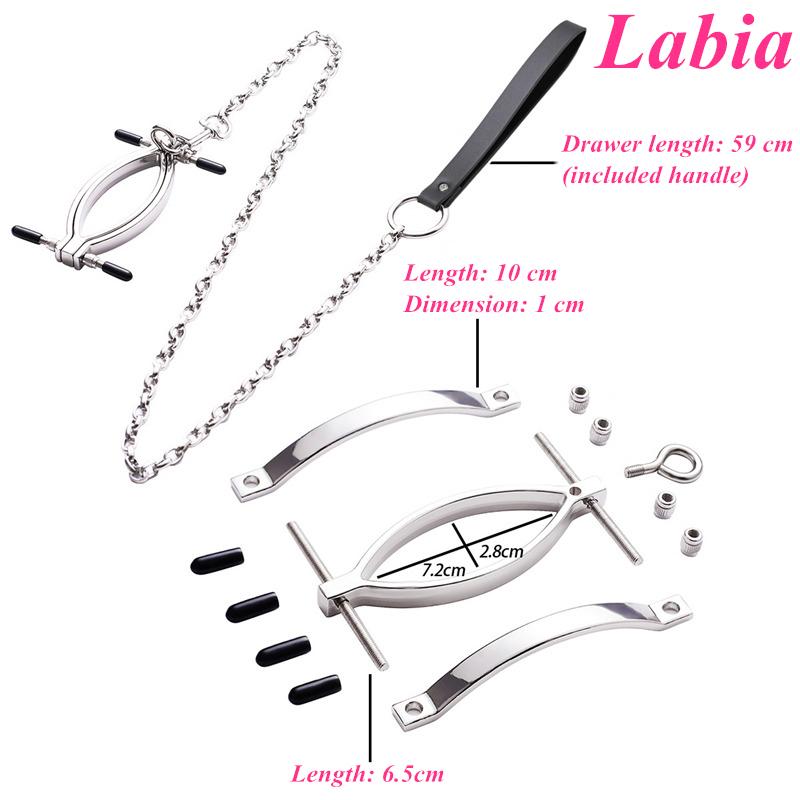 Labia Spreader Strap with Clamp Clip Onto Clitoris Spread Pussy Open Vagina Stimulator BDSM Bondage Nipple Sucker Sex Toys Slave