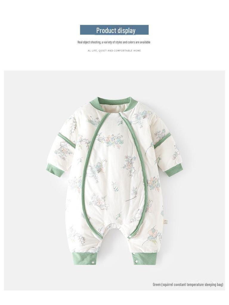 Newborn Anti-Kick Split Leg Sleeping Bag - Thick, Padded, and Zippered for Autumn and Winter