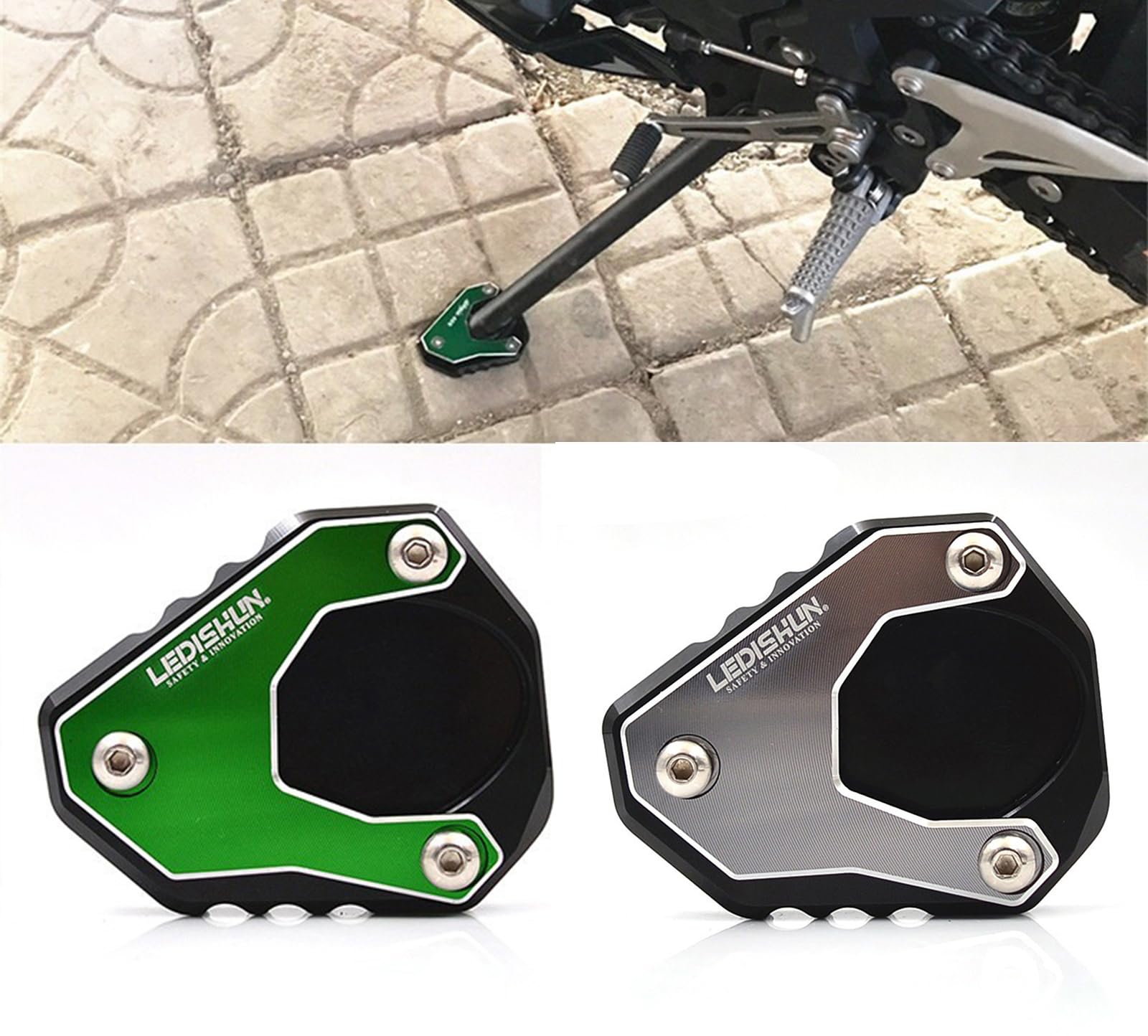 Motorcycle Side Stand Plate Compatible Models Kawasaki Ninja 400 Z400 серый
