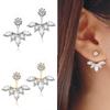 Fashion Elegant Silver Needle Zircon Daisy Tree Leaves Water Earrings Drops
