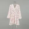 LYRIA New Strawberry Print V Neck Lantern Sleeve Dress Fashion Dress Women