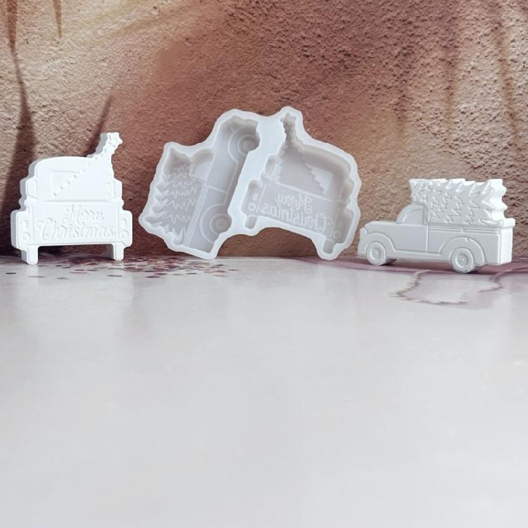 Holiday Vehicle Candle Silicone Molds Christmas Tree Silicones Mould For Handmade Candle Soap Holiday Home Decoration