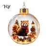 Festive Window Display Ornaments 3D Christmas Animal Faux Crystal Ball Ornament, Lighted Acrylic Hanging Decor Holiday with Hedgehog Penguin