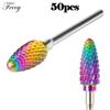 50pcs Tungsten Carbide Nail Drill Bit Milling Cutter Manicure Machine Equipment Cuticle Clean Burr Pedicure Accessories Tools