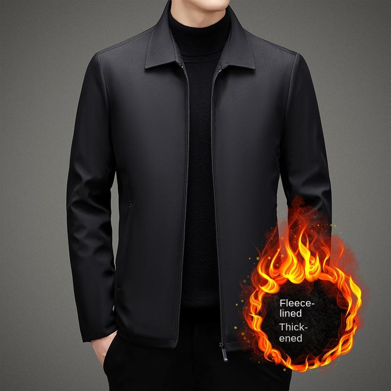 Cozy Up Men’s Jacket Casual Thickening Water Resistant Microfiber Windbreaker Golf Plush Coat