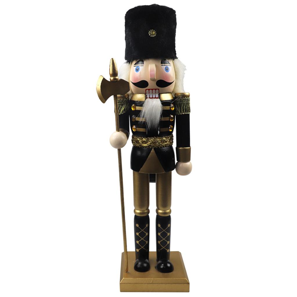 Stylish  Wooden Nutcracker Figure Ornament Lovely  Cartoon Chirstmas Soldier Decor Ornaments for Home Bedroom Living Room  Ofiic