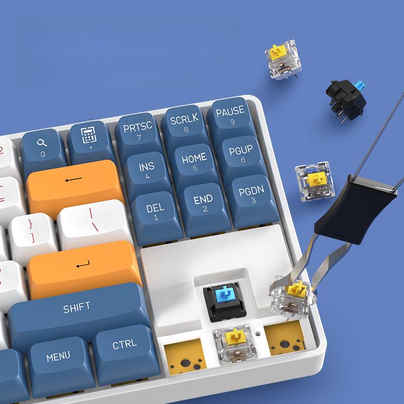 Patriot A87 Rechargeable Wireless Mechanical Keyboard, Full-Key Anti-Ghosting, Wired/Wireless, Blue Switches for Office & Gaming.