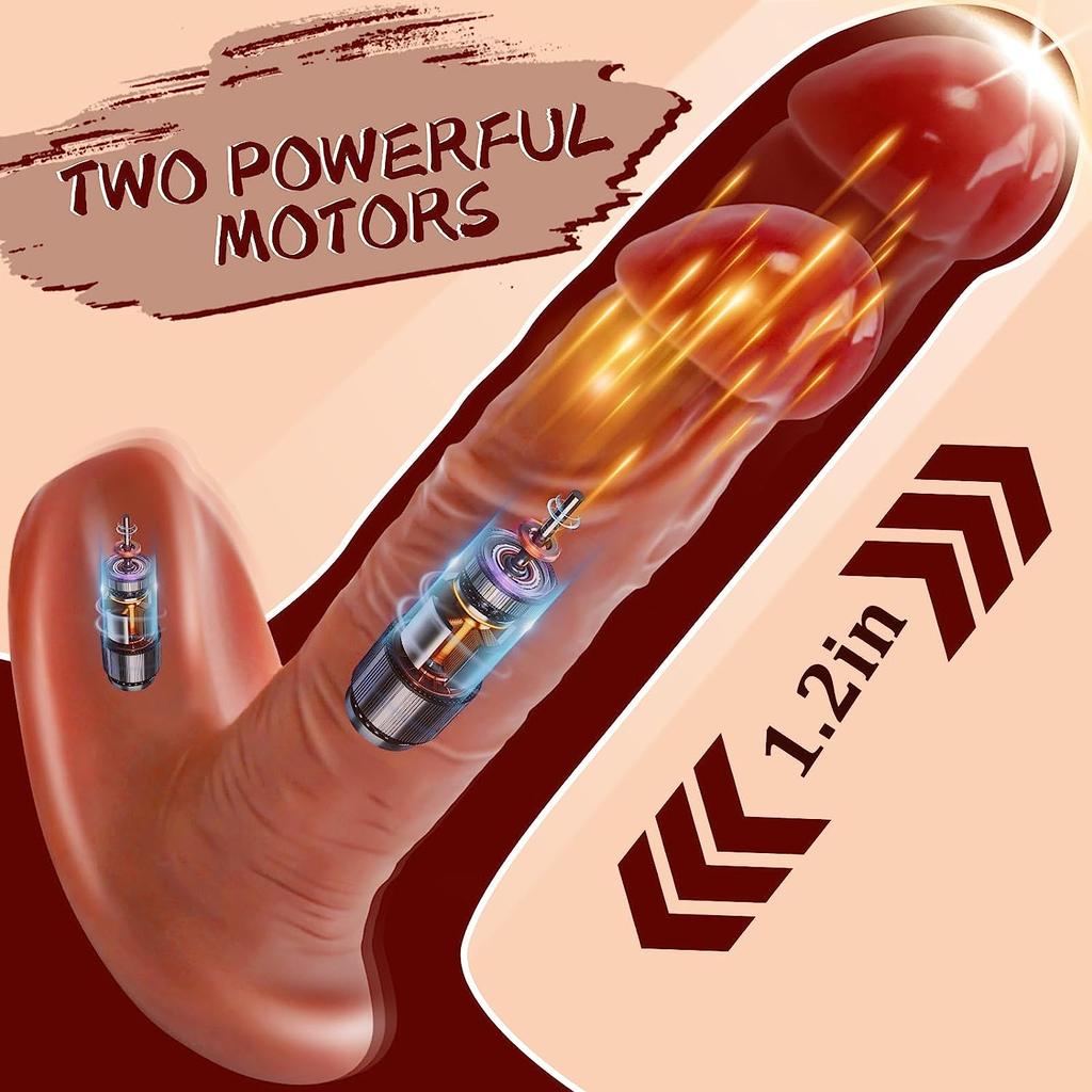 Insertion Heated Wearable Dildo Vibrator with Remote Control 7 Vibrations 3 Insertion Modes Female G-Spot Clitoral Rear Hip Stimulation Adult Sex Toys