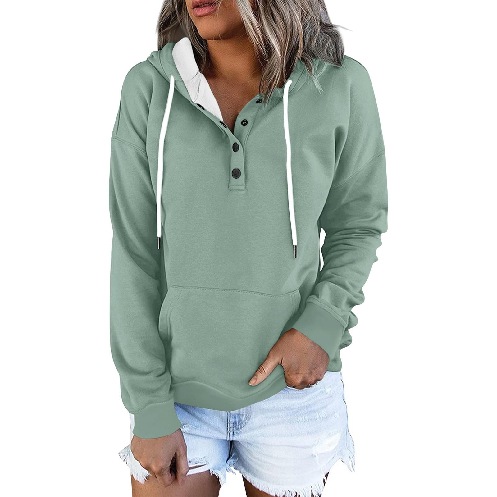 

Женские повседневные модные однотонные пуловеры с длинными рукавами, толстовки с капюшоном L